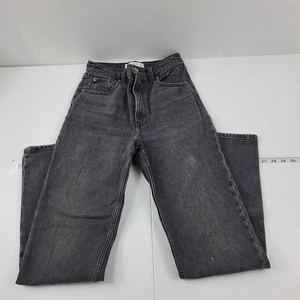 Abercrombie & Fitch 90's straight ultra high rise jeans black 25/0 denim 3833